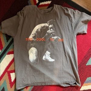 Post Malone Gray Graphic Tee with Orange Accents